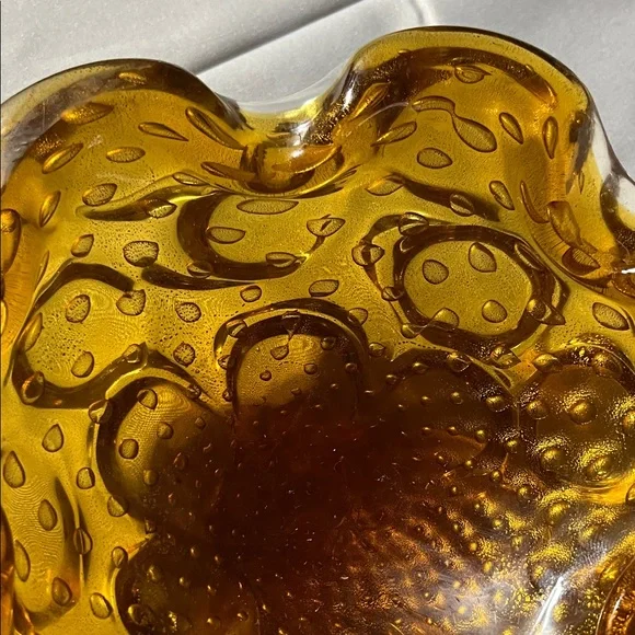 Vintage Murano Honey Glass Art Bowl- 1960s - Picture 3 of 3